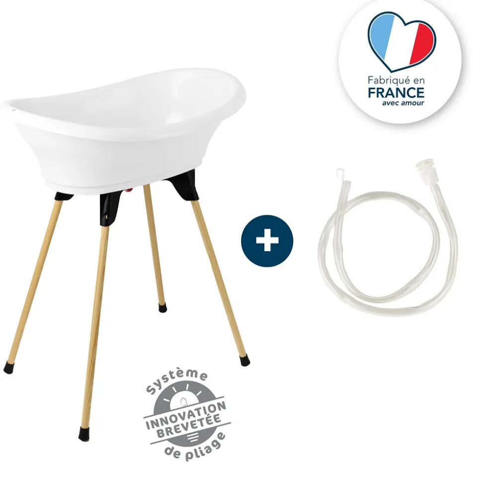 Baignoire vasco avec pied et tuyau blanc