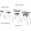 Baignoire vasco avec pied pliant gris