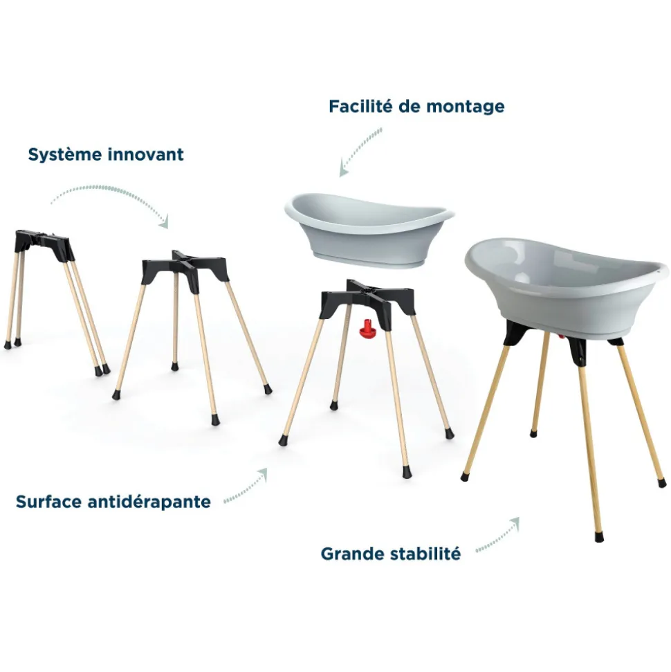 Baignoire vasco avec pied pliant gris