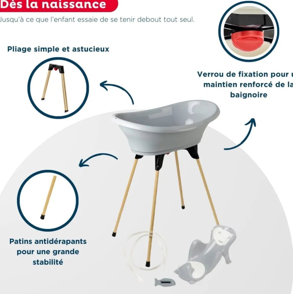 Baignoire vasco 5 en 1 - gris velours