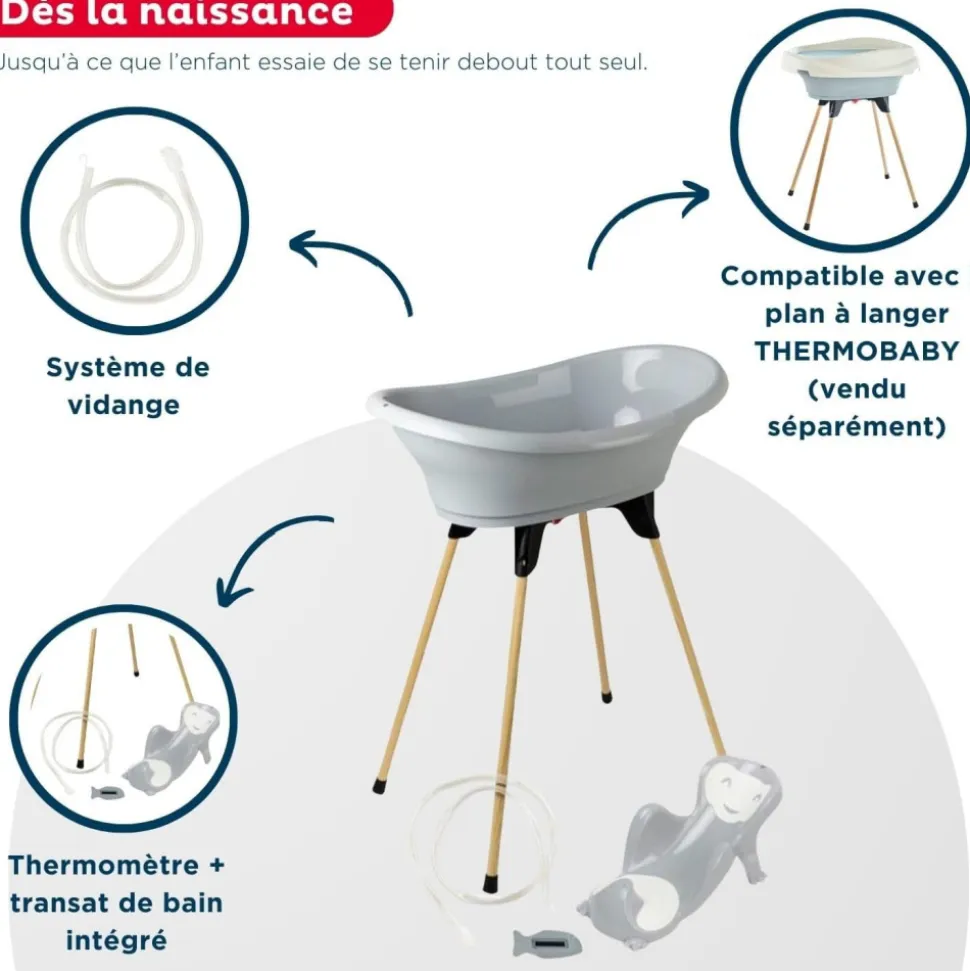 Baignoire vasco 5 en 1 - gris velours