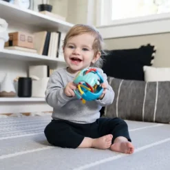 Balle de préhension bébé bleu