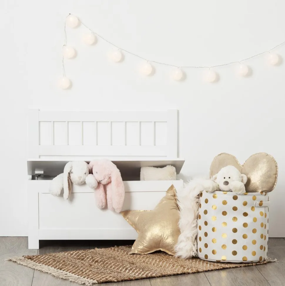 Banc avec coffre à jouet blanc