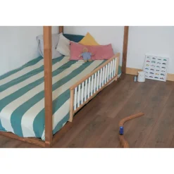 Barrière de lit enfant bois 35 x 127 cm audrey hybride bleu gris