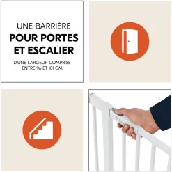 Barrière d'escalier clear step 2 avec extension +9 cm white