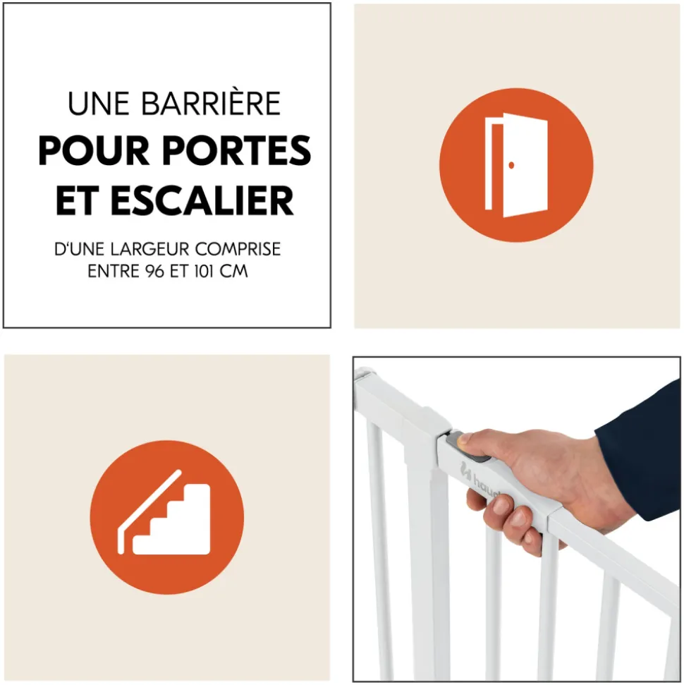 Barrière d'escalier clear step 2 avec extension +9 cm white