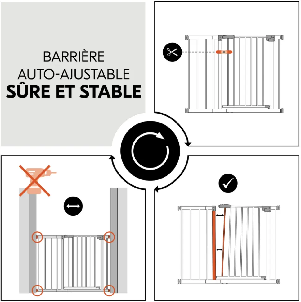 Barrière d'escalier clear step 2 avec extension +9 cm white