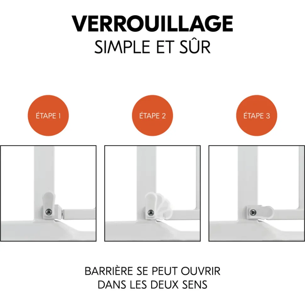Barrière d'escalier clear step 2 avec extension +9 cm white