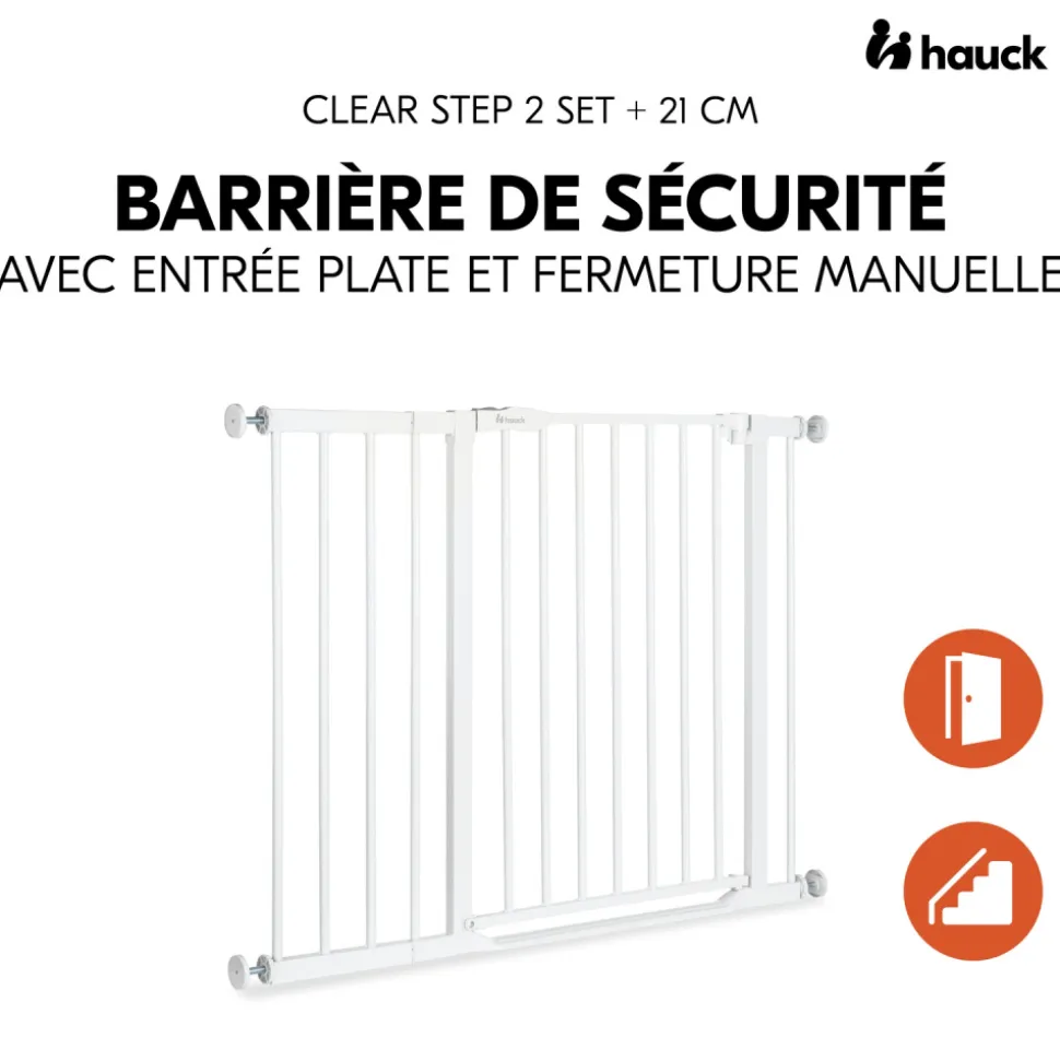 Barrière d'escalier clear step 2 avec extension +9 cm white