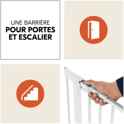 Barrière d'escalier clear step autoclose 2 avec extension +21 cm white