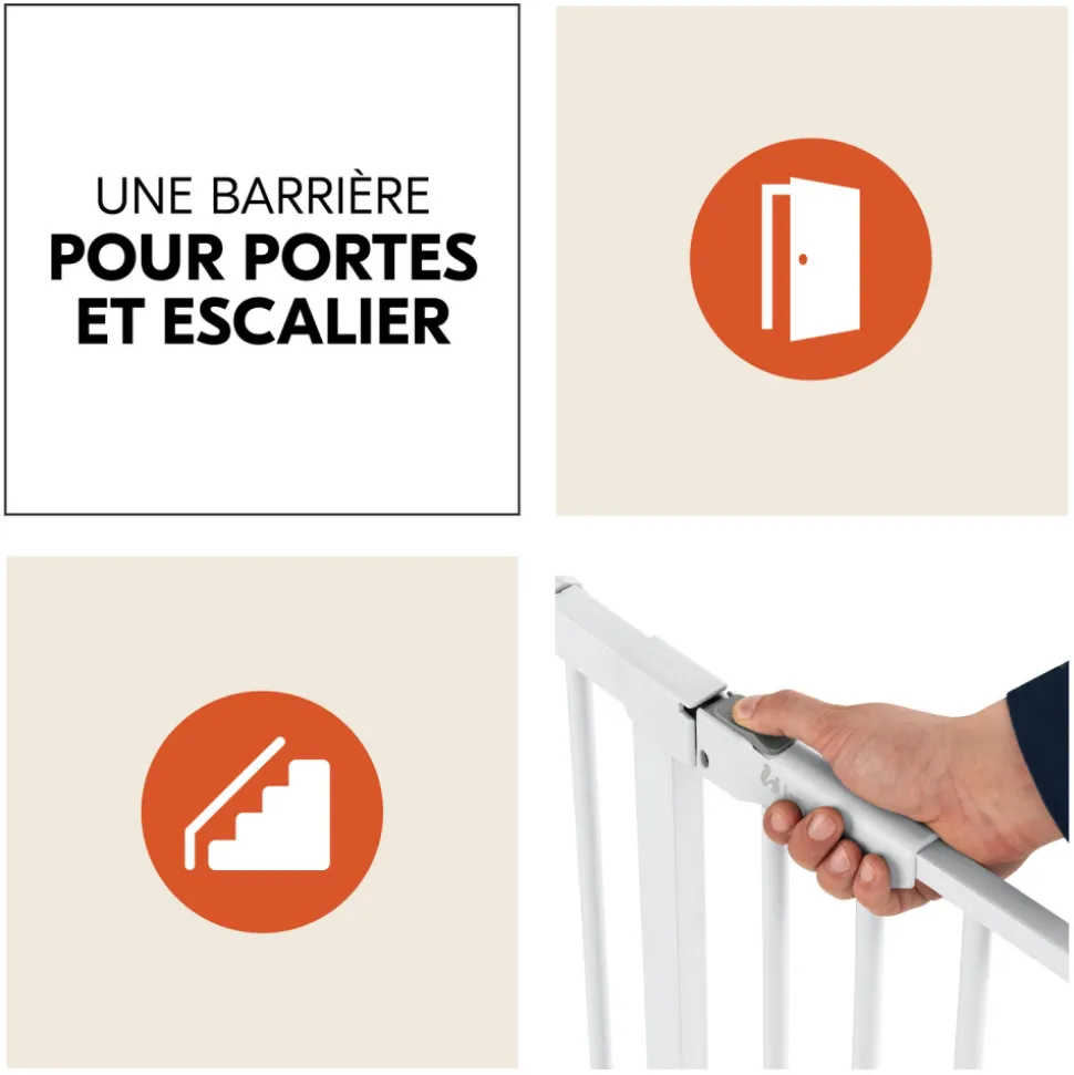 Barrière d'escalier clear step autoclose 2 avec extension +21 cm white