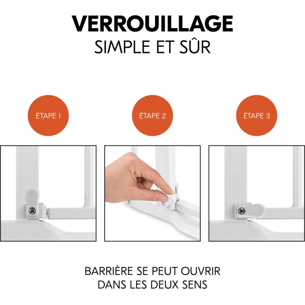 Barrière d'escalier clear step autoclose 2 avec extension +21 cm white