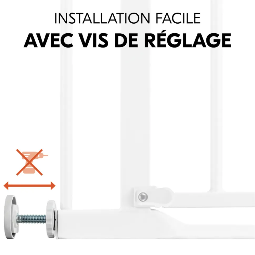 Barrière d'escalier clear step autoclose 2 avec extension +21 cm white