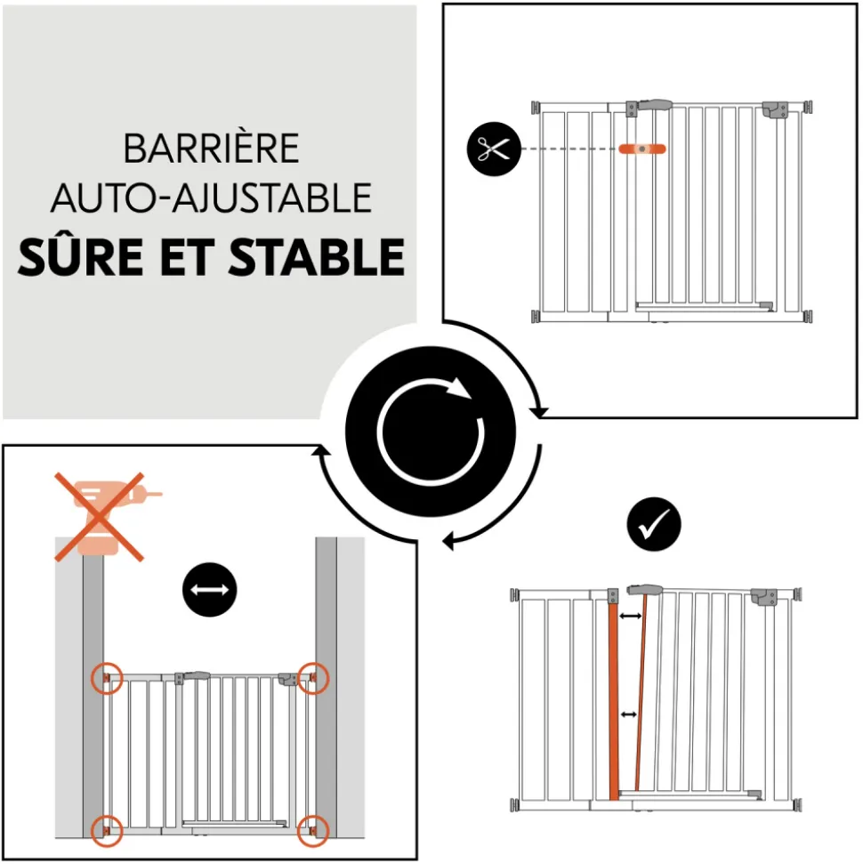 Barrière d'escalier open n stop 2 avec extention +9 cm white
