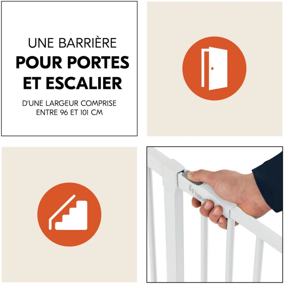 Barrière d'escalier open n stop 2 avec extention +9 cm white