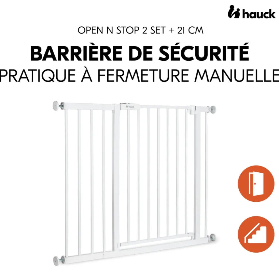Barrière d'escalier open n stop 2 avec extention +9 cm white