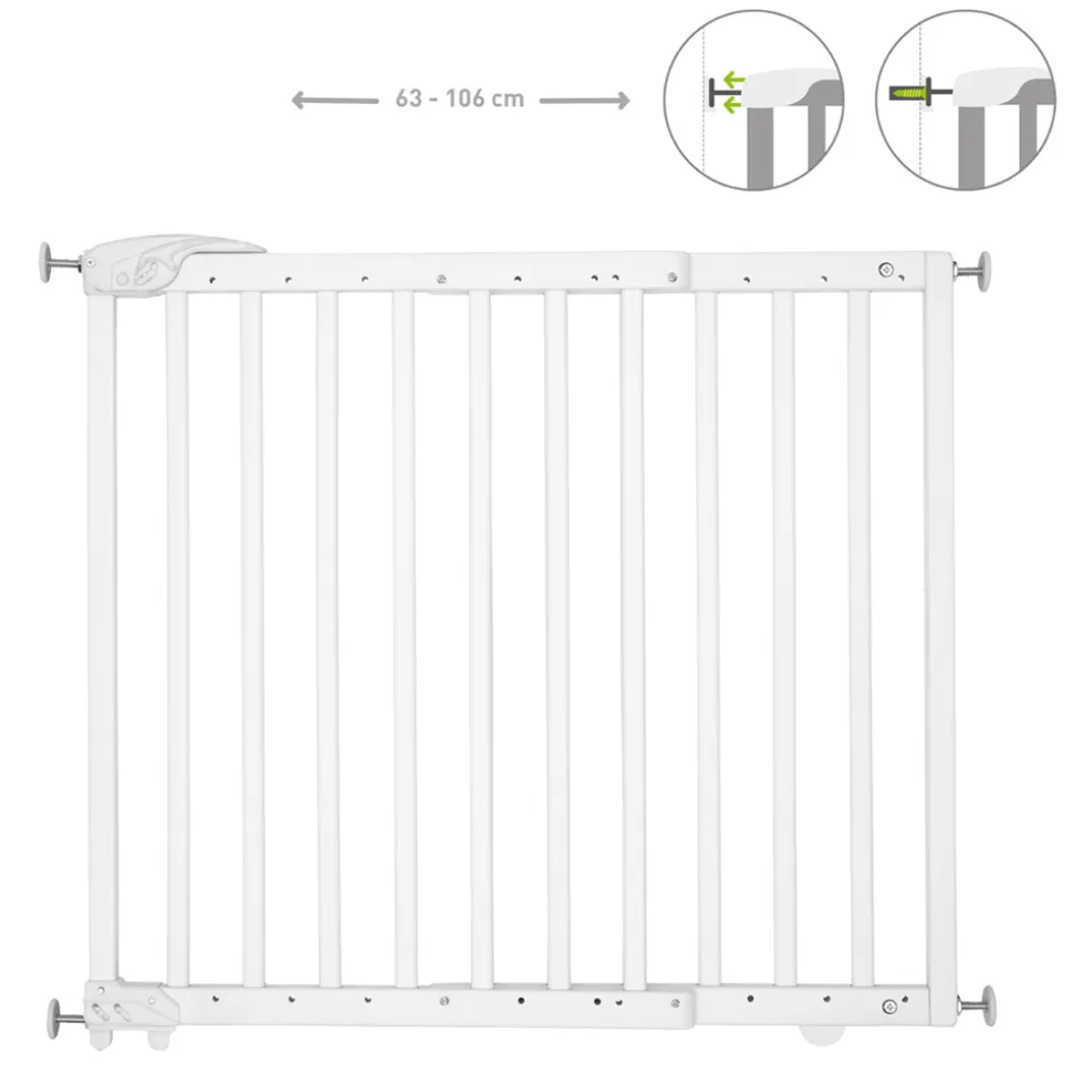 Barrière de sécurité deco pop extensible 63-106 cm fixation vis ou pression blanc