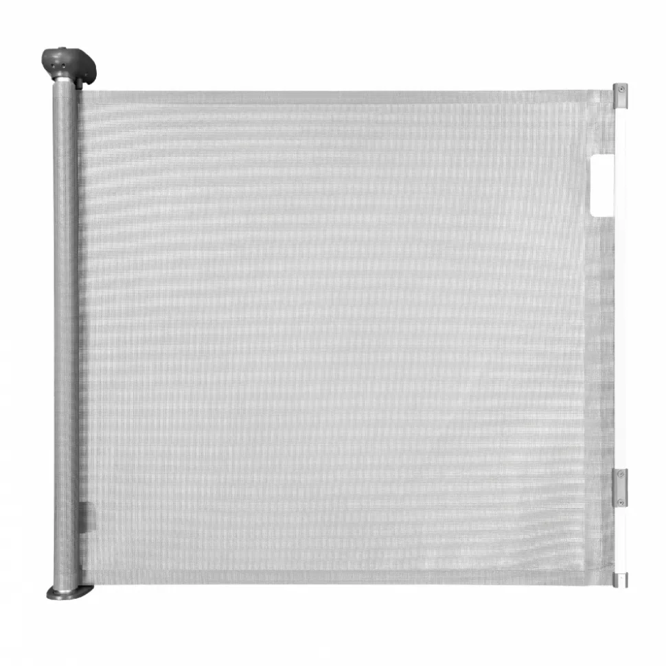 Barrière de sécurité rétractable safe & roll fixation vis extensible jusqu’à 140 cm