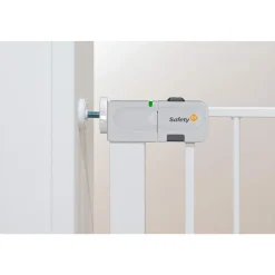 Barrière enfant 73–80 cm + extension 14 cm pour atteindre 94 cm, métal, auto close, fixation pression à 4 points, blanc