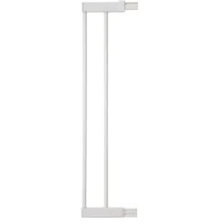 Barrière enfant 73–80 cm + extension 14 cm pour atteindre 94 cm, métal, auto close, fixation pression à 4 points, blanc