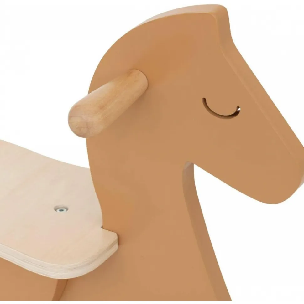 Bascule en bois cheval marron