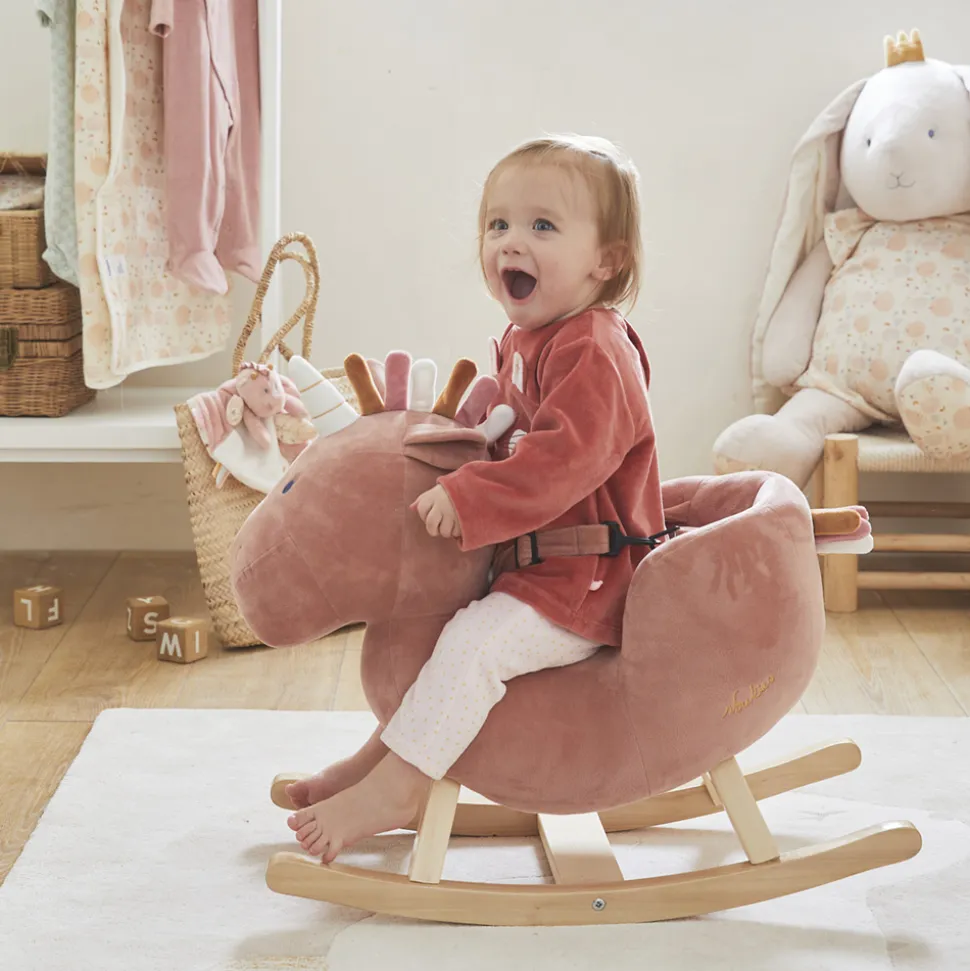 Bascule licorne lina rose poudré