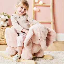 Bascule éléphant vieux rose