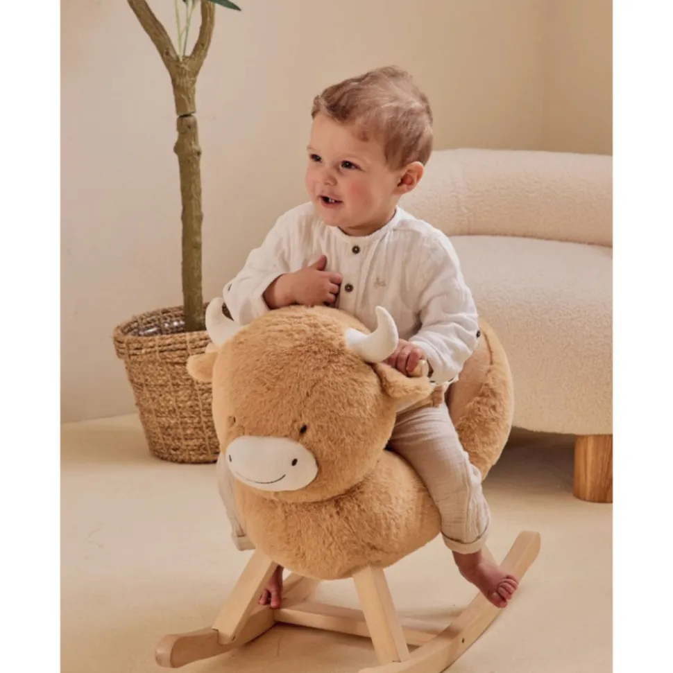 Bascule pour bébé vache fluffy - beige