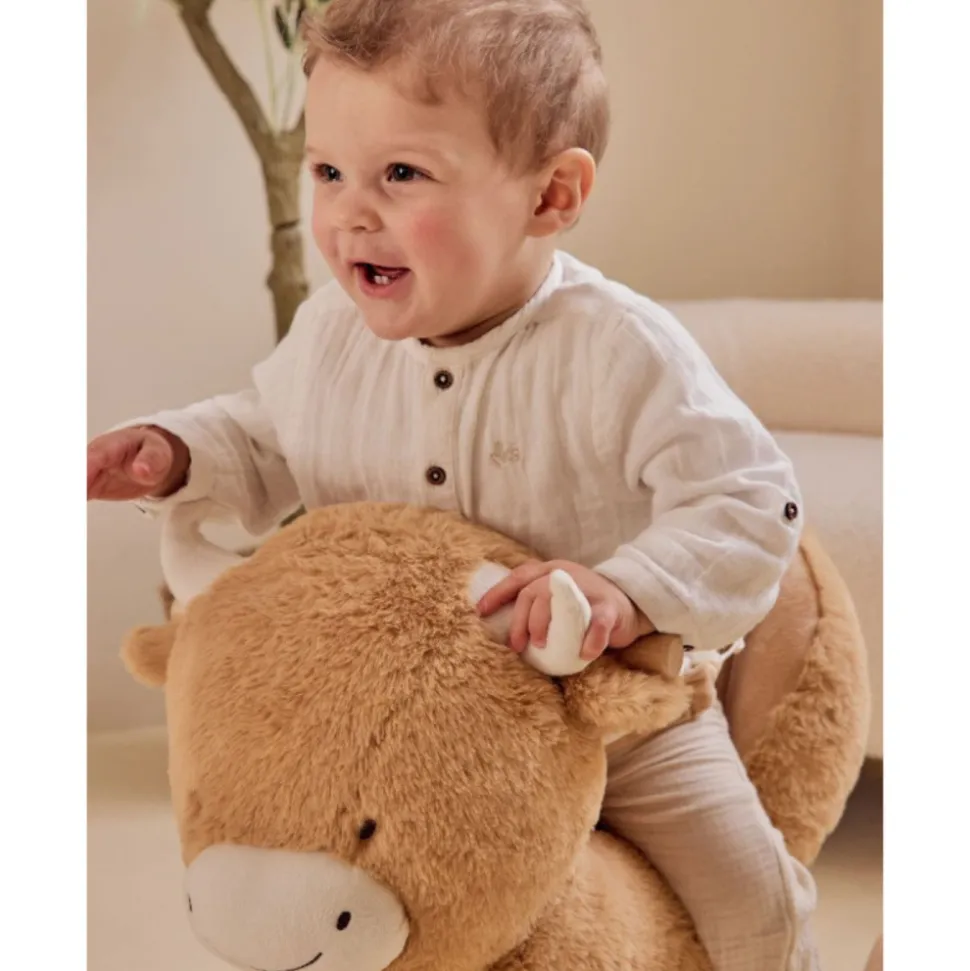 Bascule pour bébé vache fluffy - beige