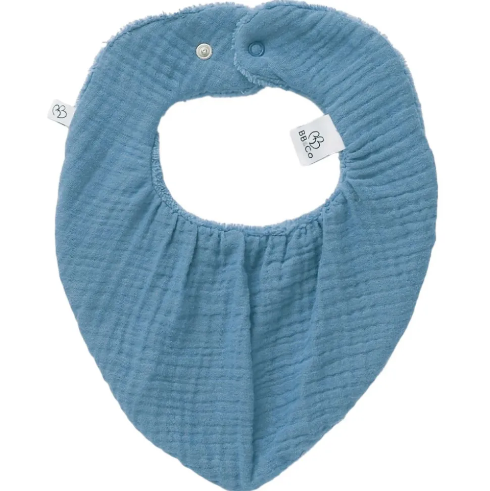 Bavoir-bandana réversible pierre bleue