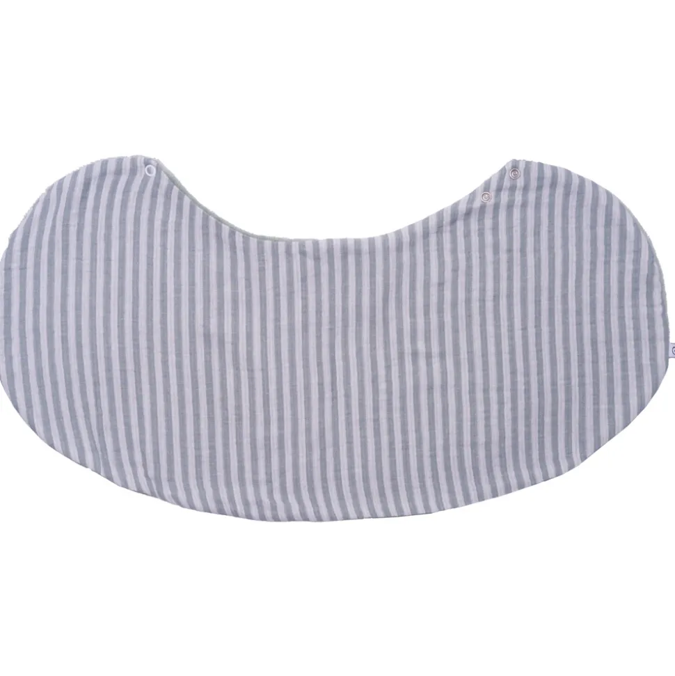 Bavoir 2 en 1 bi-matière (poncho/ épaule) rayé vert de gris