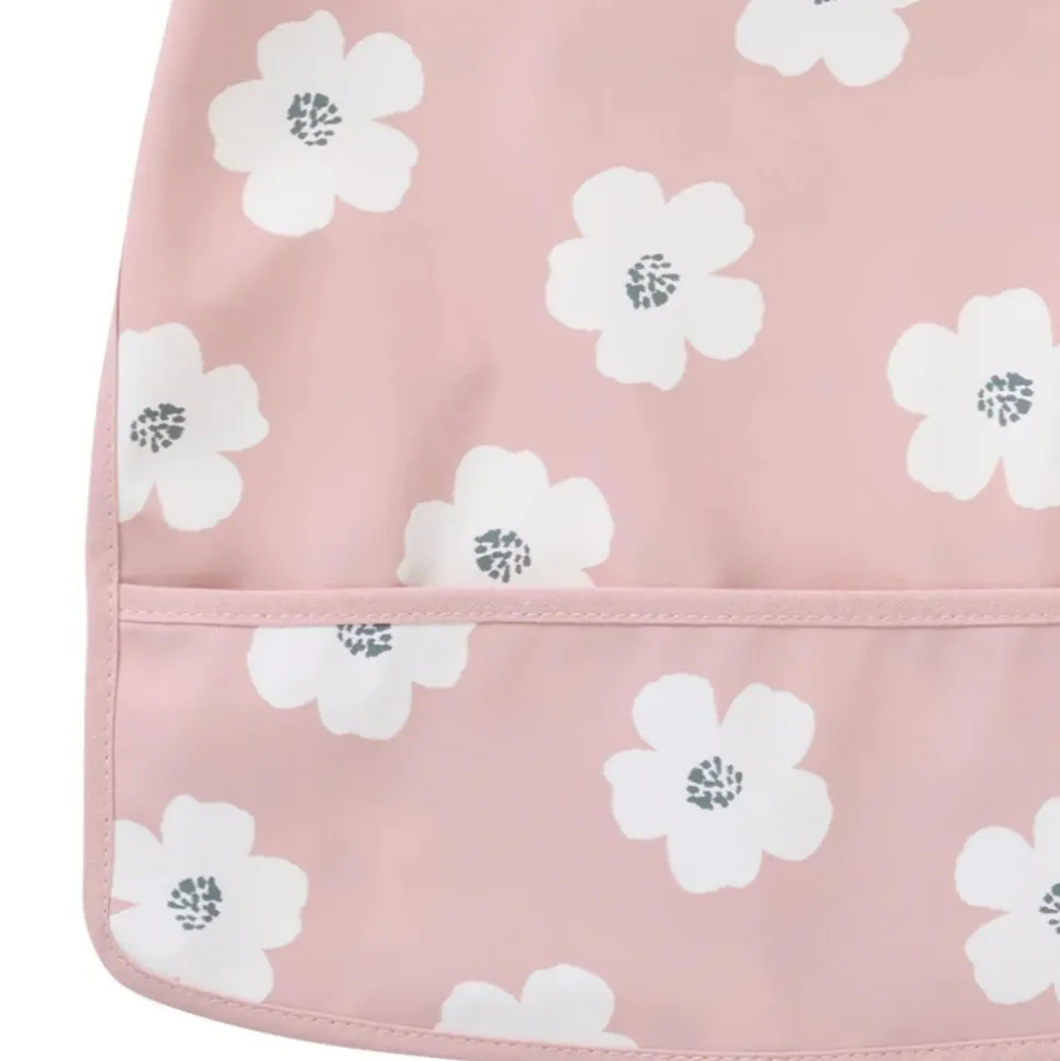 Bavoir imperméable fleurs rose & blanc 6-24 mois