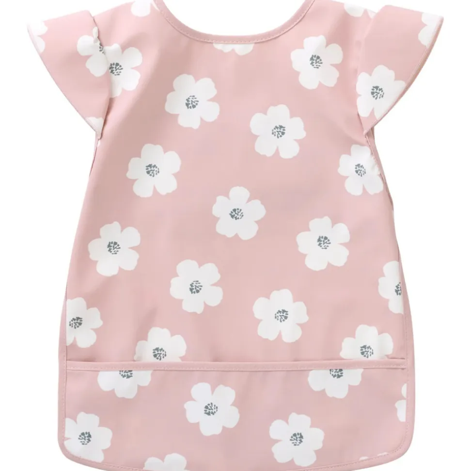Bavoir imperméable fleurs rose & blanc 6-24 mois