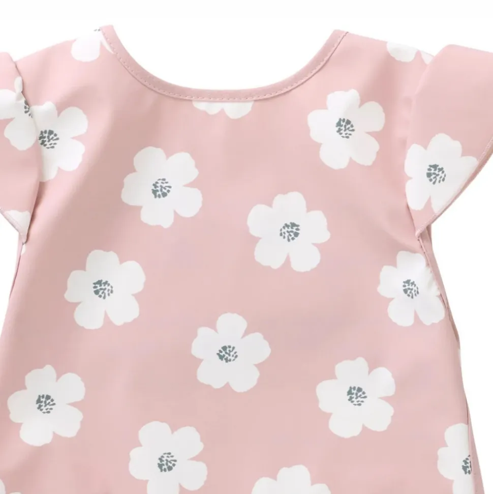 Bavoir imperméable fleurs rose & blanc 6-24 mois