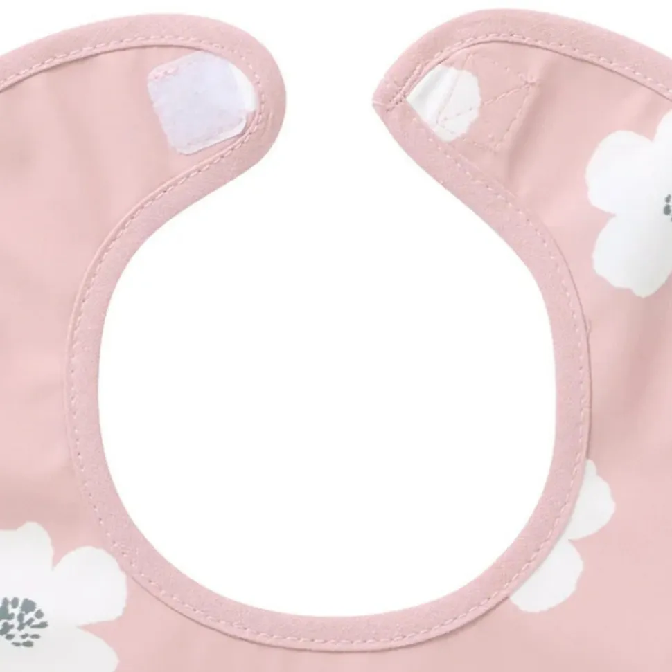 Bavoir imperméable fleurs rose & blanc