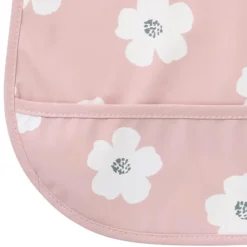 Bavoir imperméable fleurs rose & blanc