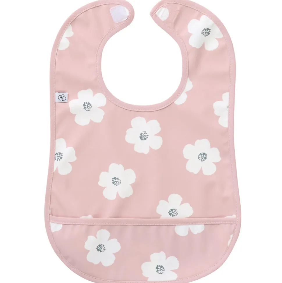 Bavoir imperméable fleurs rose & blanc