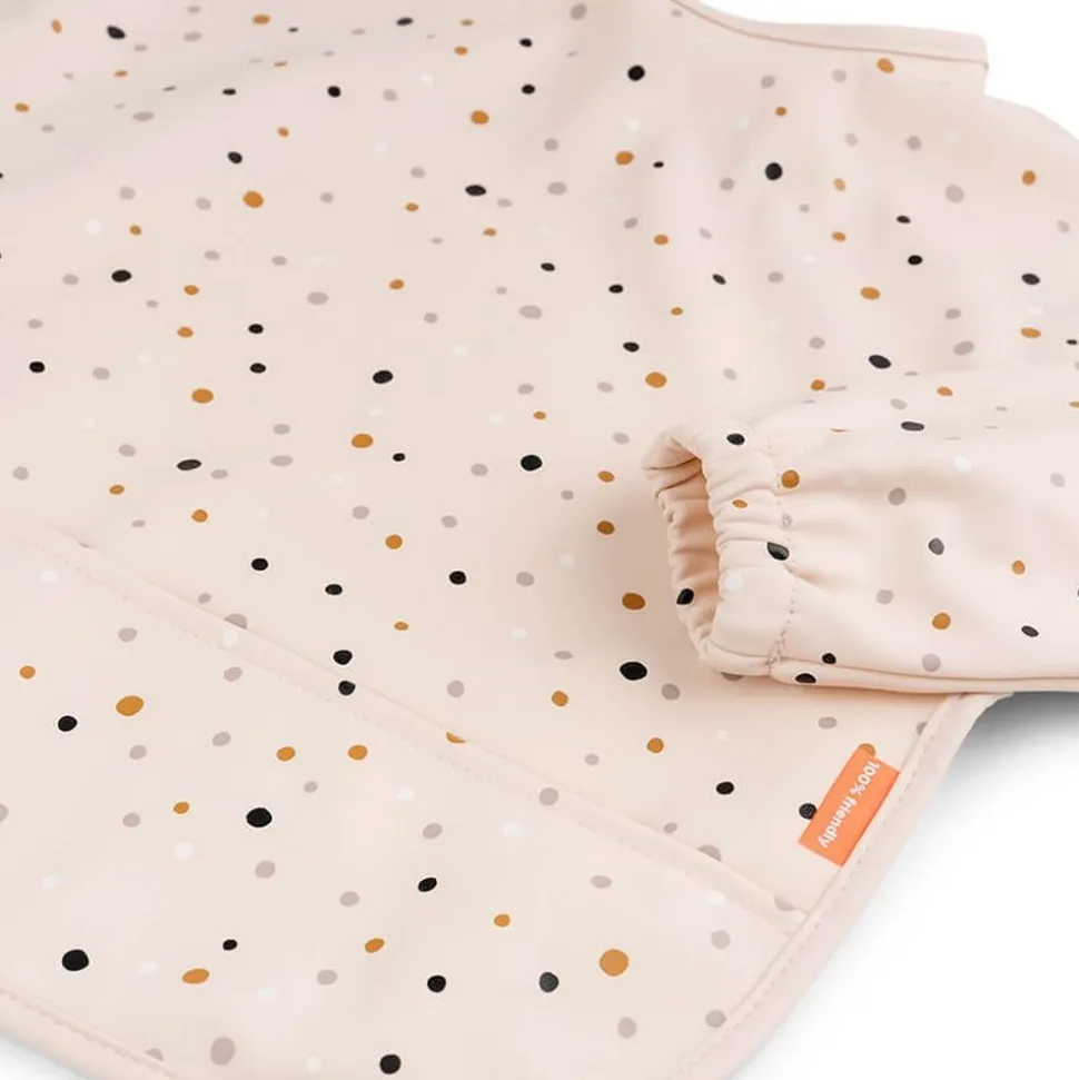 Bavoir manches longues 6-18 mois happy dots rose