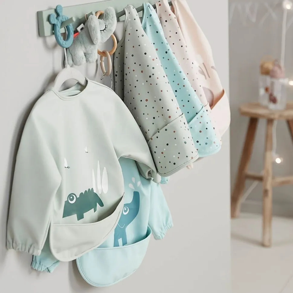 Bavoir manches longues 6-18 mois happy dots rose