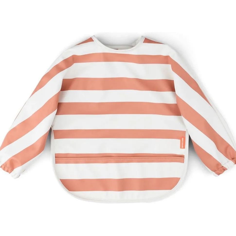 Bavoir manches longues 6-18 mois stripes papaye
