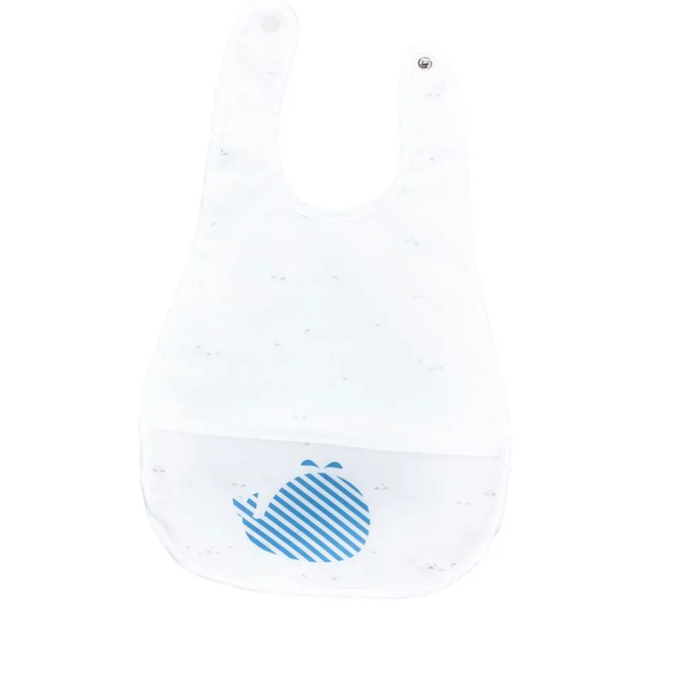 Bavoir plastifié blue baleine blanc