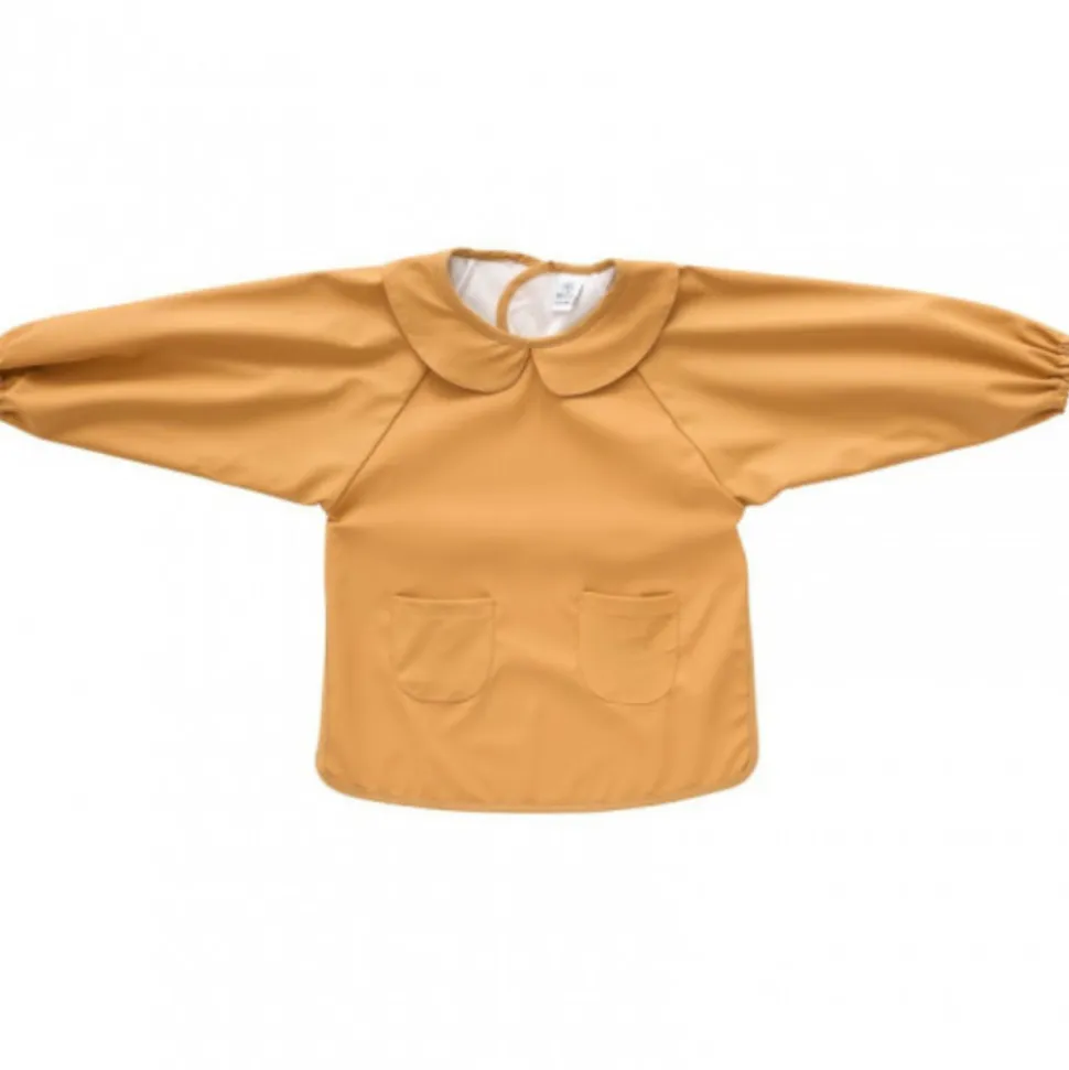 Bavoir tablier col claudine imperméable - uni camel 3/5 ans