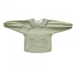 Bavoir tablier col claudine imperméable - uni vert 6/24 mois