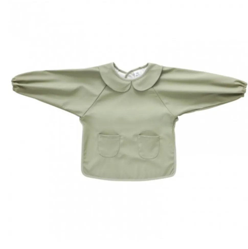 Bavoir tablier col claudine imperméable - uni vert 6/24 mois