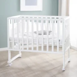 Berceau cododo 3 en 1 blanc avec matelas et barrière en maille