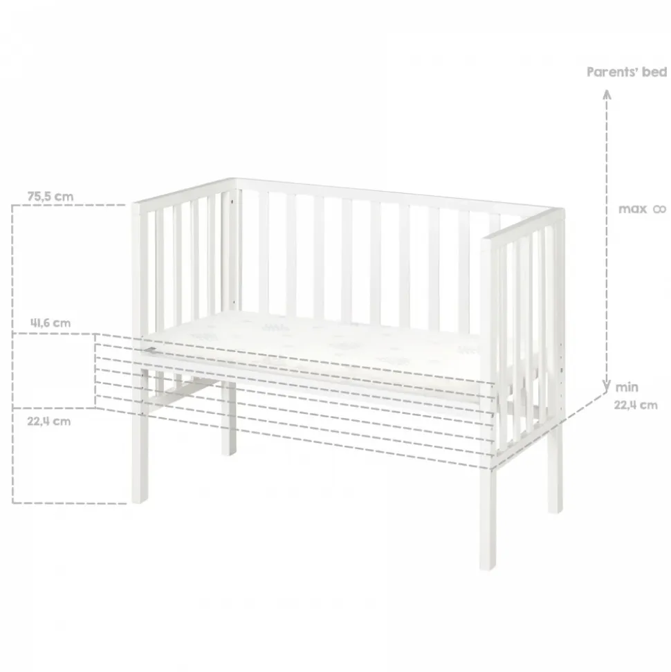 Berceau cododo 2 en 1 bois blanc avec matelas