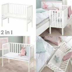 Berceau cododo 2 en 1 bois blanc avec matelas