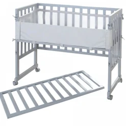 Berceau cododo 3 en 1 bois gris avec matelas et nid