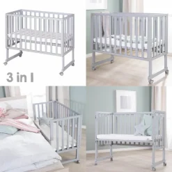 Berceau cododo 3 en 1 bois taupe avec matelas