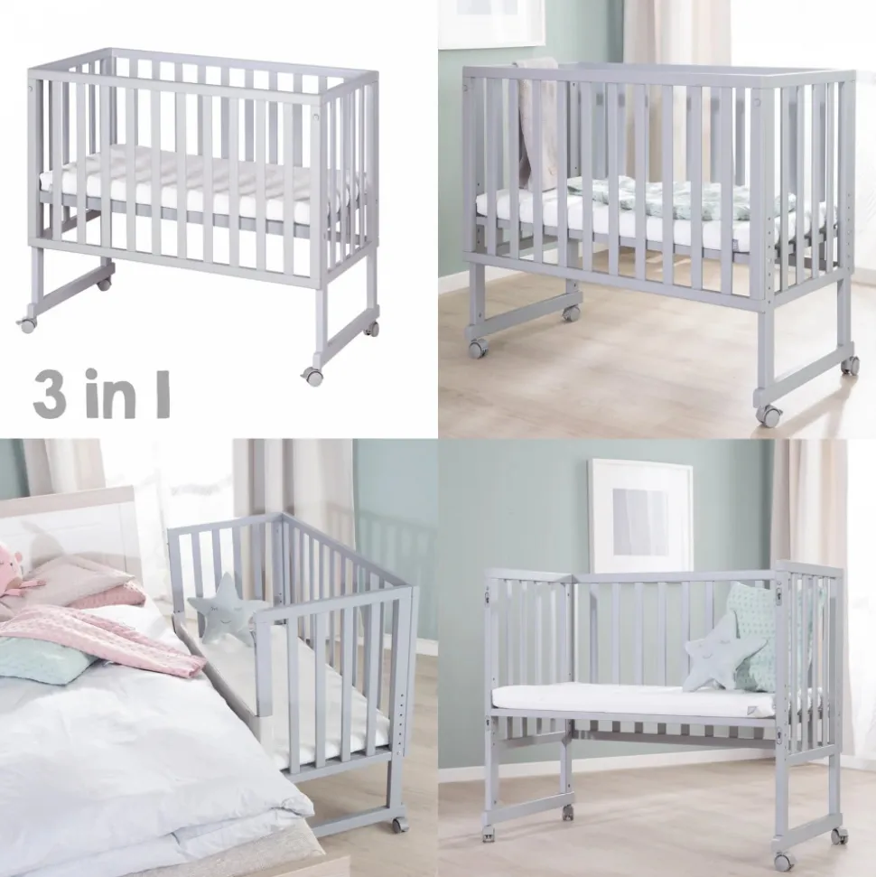 Berceau cododo 3 en 1 bois taupe avec matelas